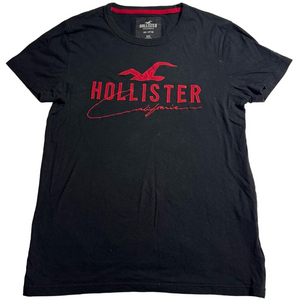 Hollister Dark Blue Navy T-Shirt Tee Red Logo Activewear Cotton Casual Men XXS
